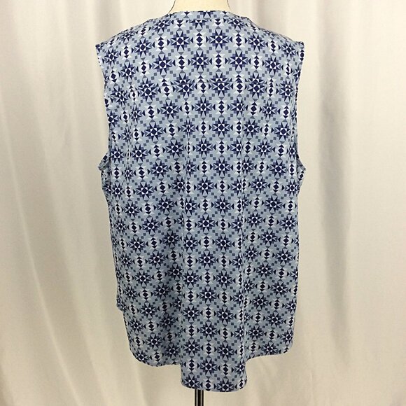 Eddie Bauer Escapelite Sleeveless Tank Top Womens Size 2XL Blue Aztec Travel - Picture 4 of 8